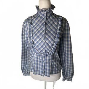 Vintage Cherry Stix 70’s Plaid Ruffle western rockabilly prairie cottage Size M